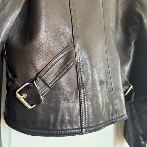Vintage 90s Genuine Leather Boxy Jacket Laurence Roy sz Large Classic - Picture 7 of 15